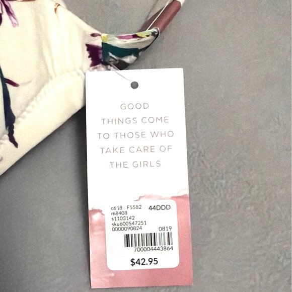 Cacique Modern Collection Lightly Lined Full Coverage Bra 44DDD Ivory Floral Pri - Picture 5 of 7